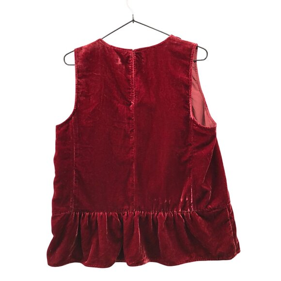 J. Crew Velvet Peplum Top Womens 10 Wine Red Sleeveless Blouse - Picture 2 of 7